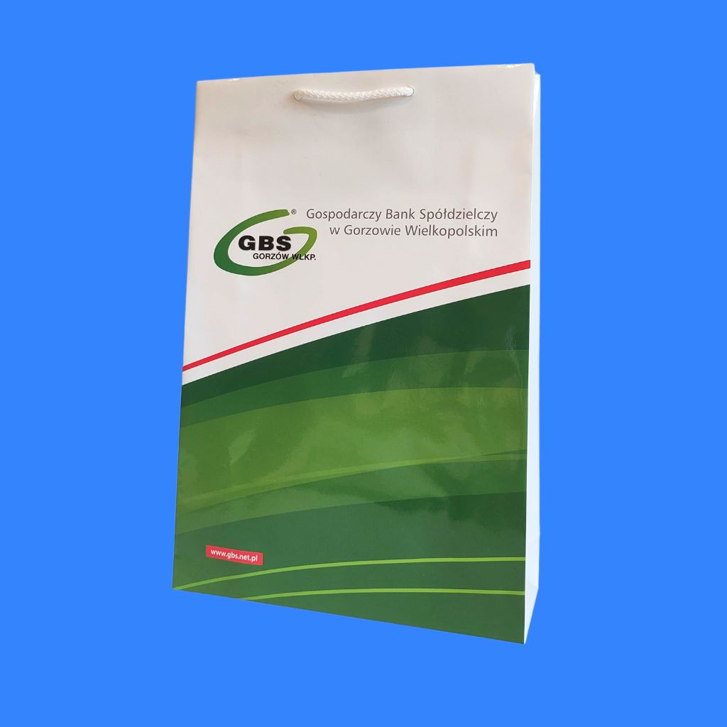 Torba reklamowa z nadrukiem logo, rączka uchwyt biały